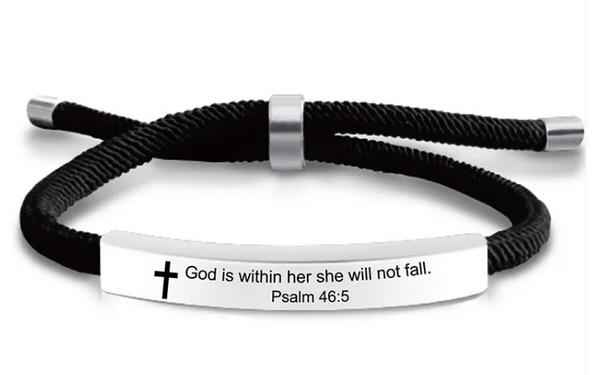 Scripture Cross Cord Bracelet (Psalm 46:5) | Christian Jewelry