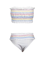 Smocked Ruffle Bandeau Bikini Set