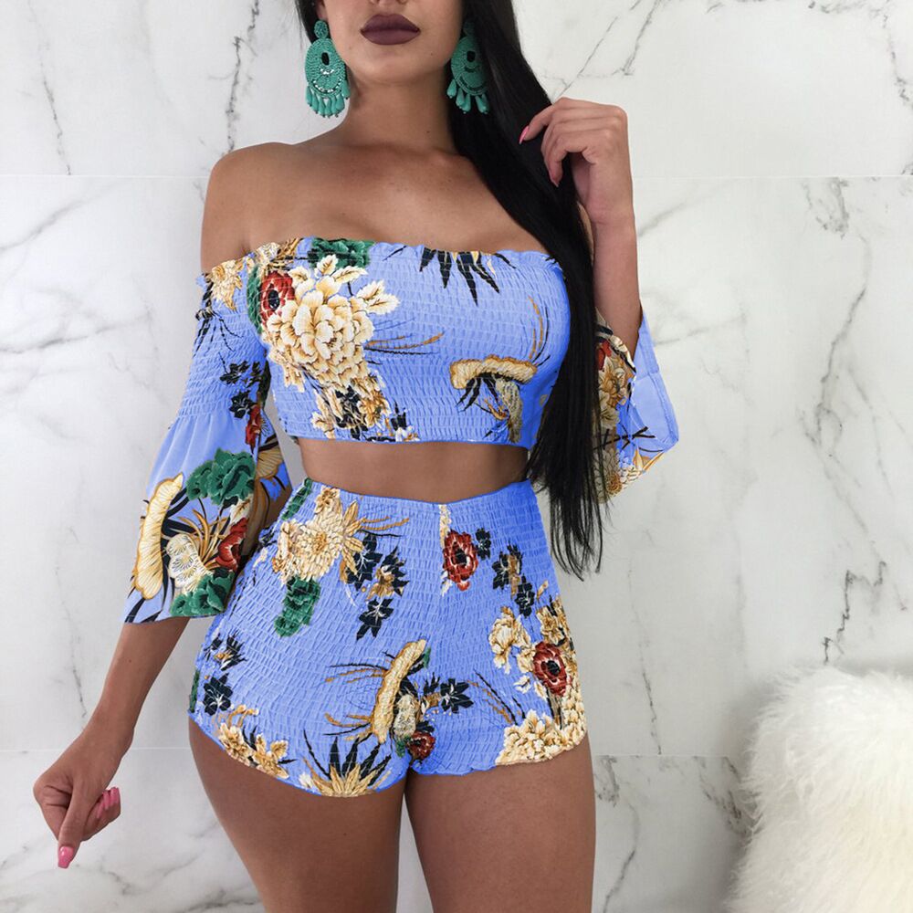 2019 Women's Casual Top and Shorts Beach Set