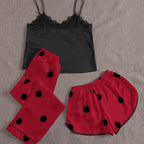 Cute Women's Sleepwear Set with Silk Feel (3 Pieces)