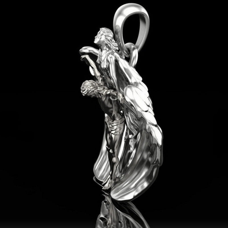 Angel and Christ Pendant Necklace