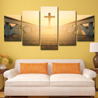Cross at Sunrise Canvas Wall Art - Christian Home Decor