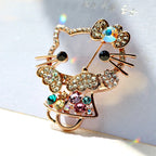 Rhinestone Cat Brooch Pin