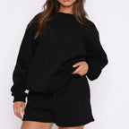 Women's Casual Solid Color Sports Suit with Shorts