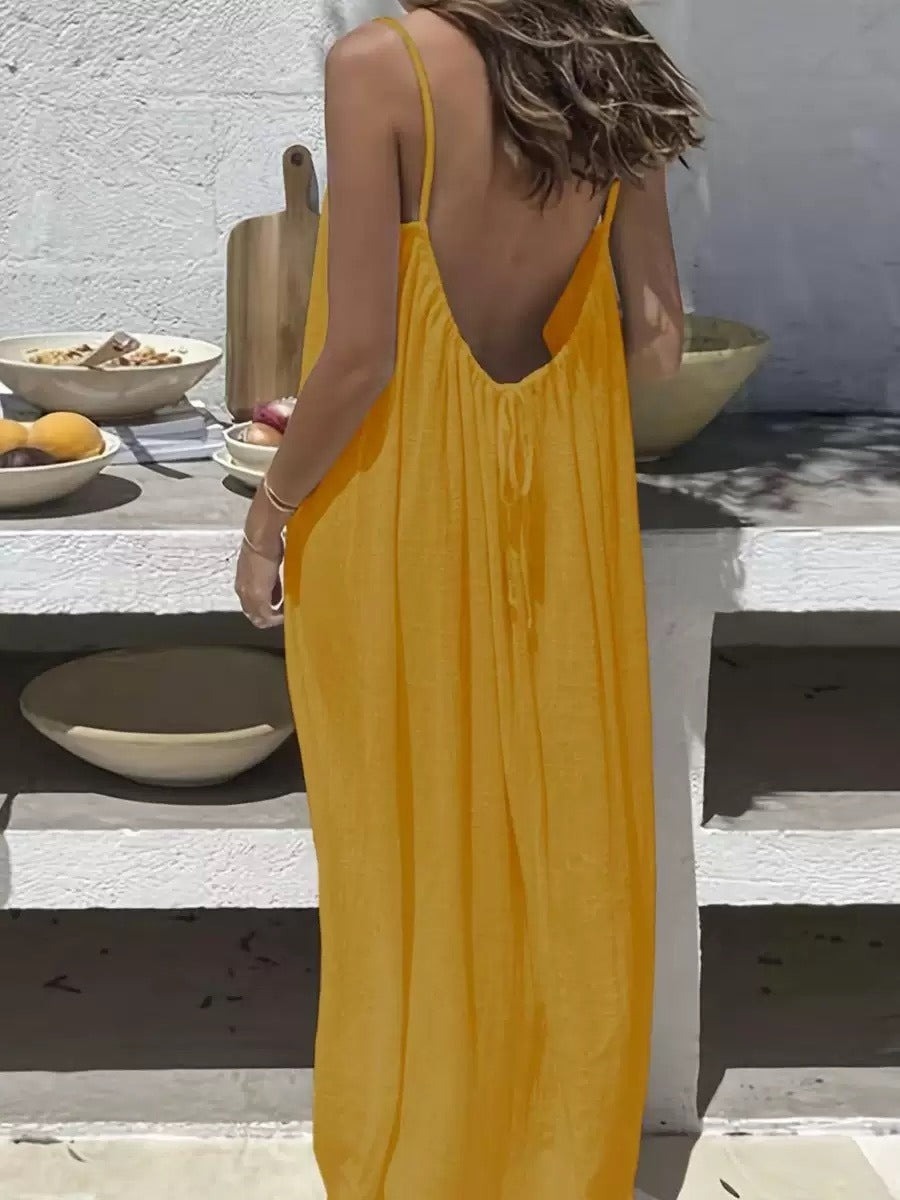 Loose Spaghetti Strap Bohemian Maxi Dress
