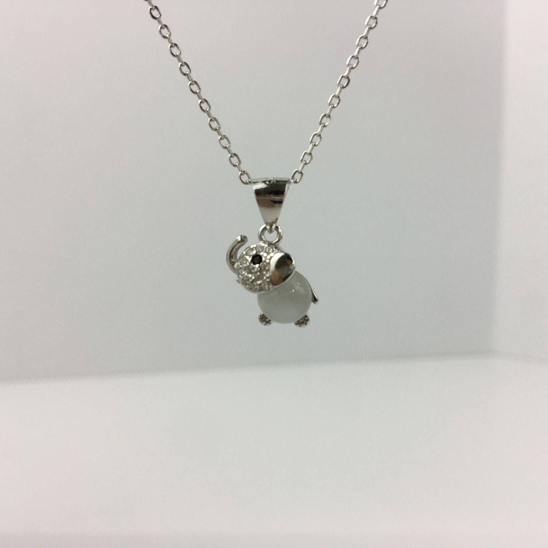 Opal Elephant Pendant Necklace