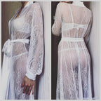 Lace Sheer Long Kimono Robe Nightwear for Women