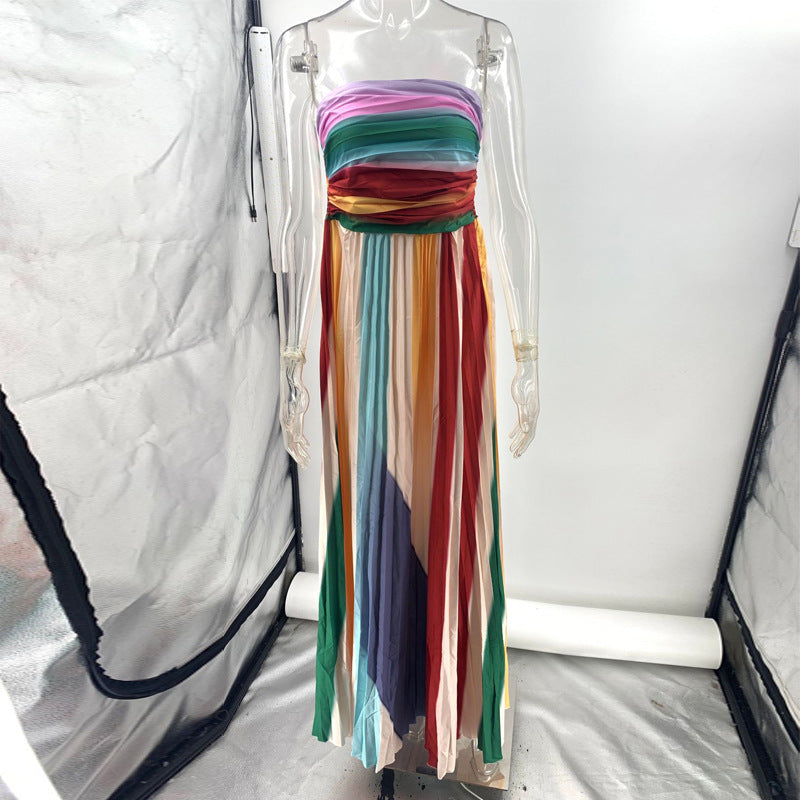Women's Printed Tube Top Maxi Dress