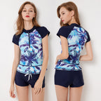 Women's Short Sleeve Two-Piece Tankini Swimsuit