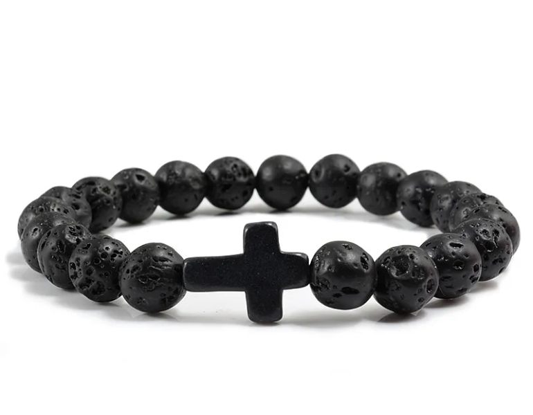 Lava Stone Cross Bracelet