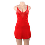 Plus Size Sexy Lace Nightgown with Spaghetti Straps