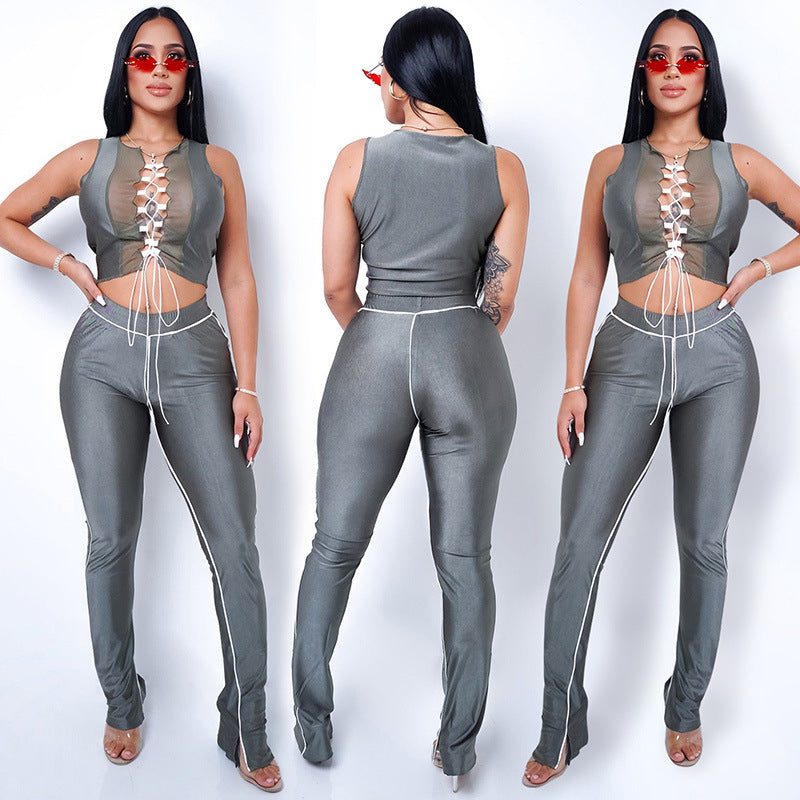 2020 Women's Sexy Color-Block Tank Top & Pants Set