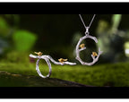 Silver Ethnic Style Bird Pendant and Ring Set