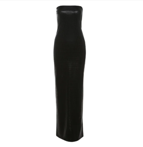 Strapless Backless Bodycon Maxi Dress with Side Split