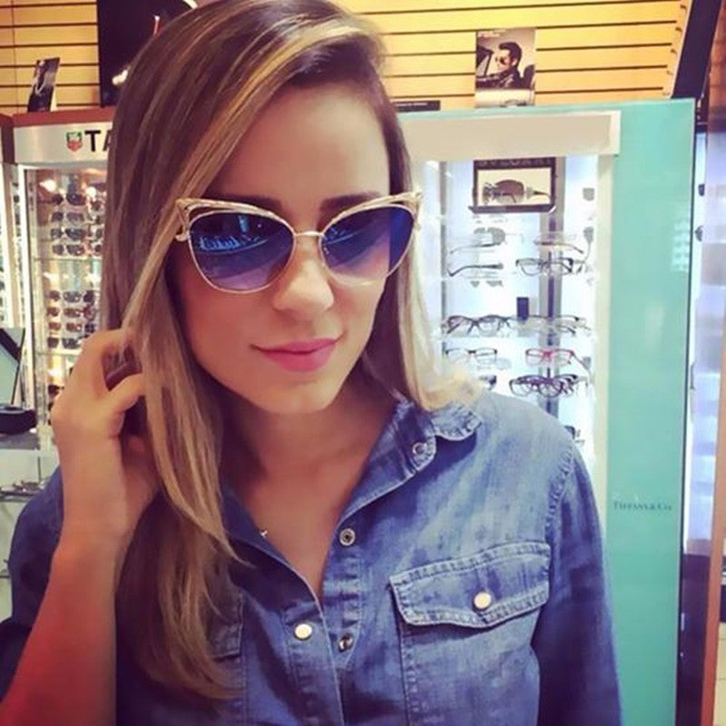 Gold Metal Cat-Eye Sunglasses