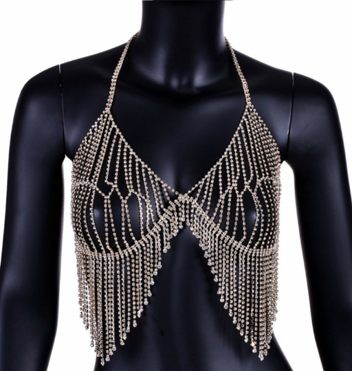Rhinestone Tassel Body Chain