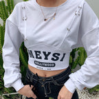 2020 Autumn Winter Women's Letter Print Crop Top