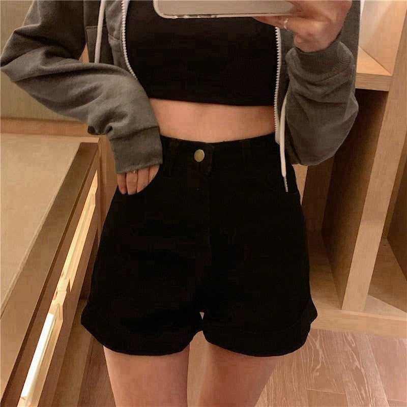 Women's White Denim Shorts - Summer Loose Fit Wide-Leg
