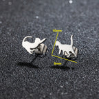 Rose Gold Stainless Steel Cat Stud Earrings