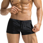 Men's Square-Leg Swim Trunks with Zip Pocket