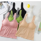 Women's Camouflage Tank Top with Lace Edge