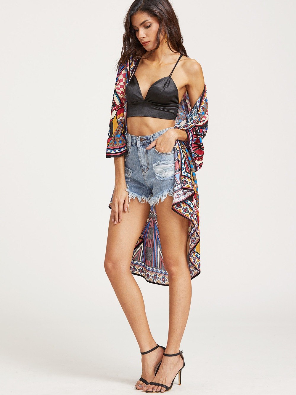 Bali Style Long Printed Beach Cover-Up for Women