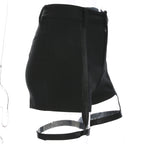 Gothic Black Shorts with Lace-up Design for Women