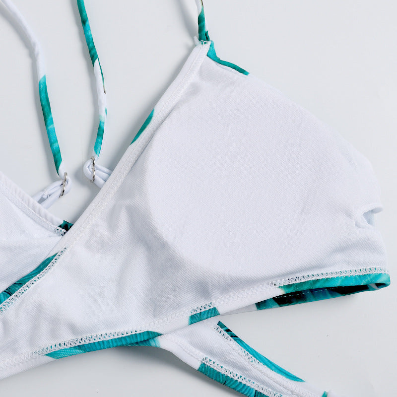 Tropical Leaf Wrap Bikini Set