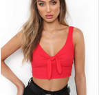 Sexy Knotted Knitted Camisole with Bow Design