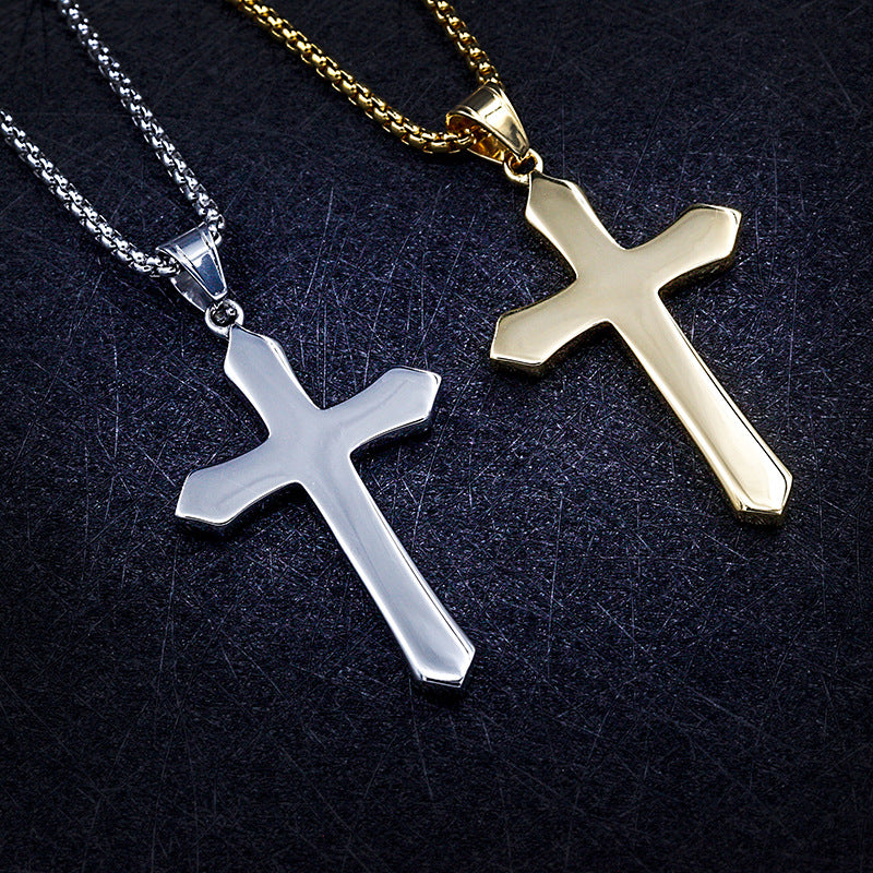 Jesus Cross Crucifix Pendant Necklace - Titanium Steel