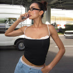 Summer Lace Trim Camisole Tops
