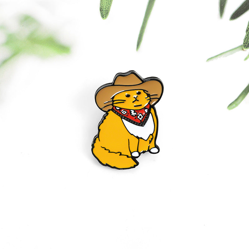 Cowboy Cat Enamel Pin Brooch
