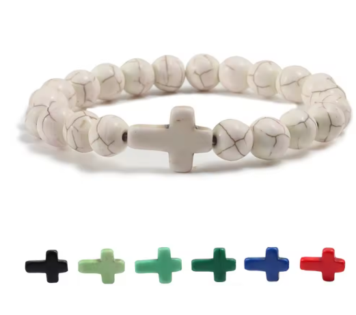 Lava Stone Cross Bracelet