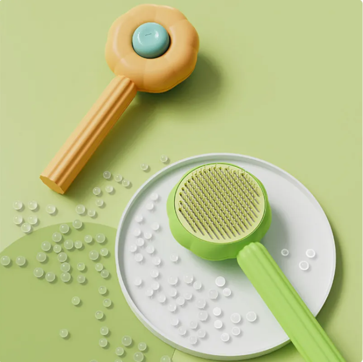 Self-Cleaning Pet Grooming Brush One-Button Slicker Brush for Cats Dogs Shedding Deshedding Hair Remover Comb Fine Needle