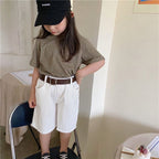 Girls' Short Sleeve T-Shirt and White Shorts Set