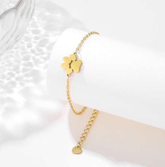 Personalized Pet Paw Print Name Bracelet