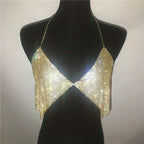 Rhinestone Chain Bralette Body Jewelry Top