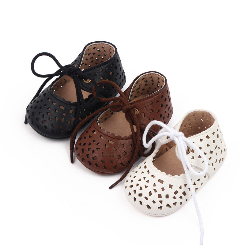 Elegant Leather Baby Baptism Walking Shoes with Rubber Soles | Footwear