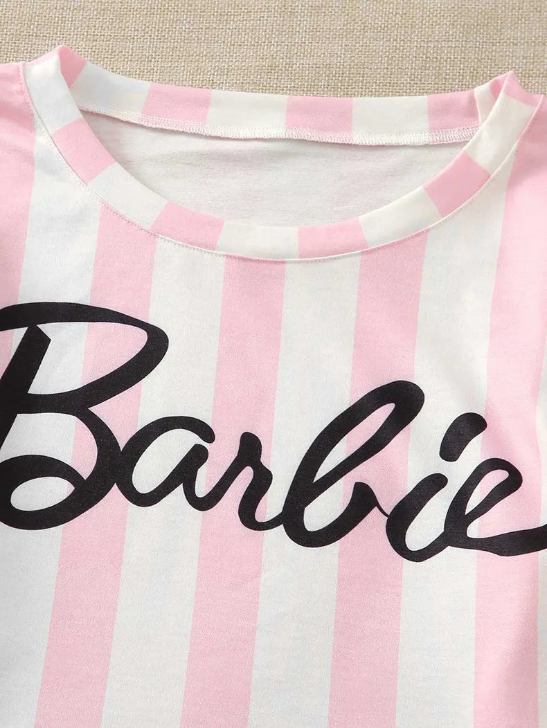 Pink And White Striped Short Sleepwear