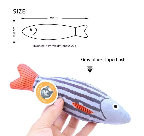 Catnip Fish Plush Cat Toy Soft Kicker Chew Toy with Crinkle Sound Interactive Kitten Teething Toy 22cm