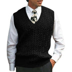 Men's Cable-Knit V-Neck Sweater Vest