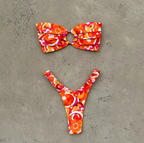 Women's Retro Floral Bandeau Bikini Set