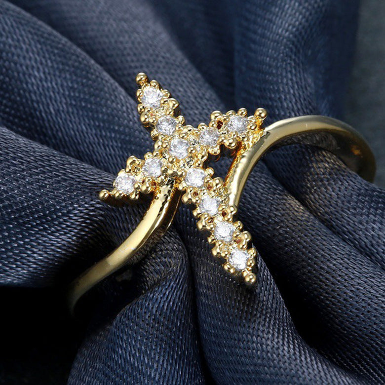 CZ Cross Ring for Women - Silver