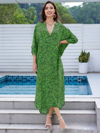 Leopard Print Beach Cover-Up Shirt Dress