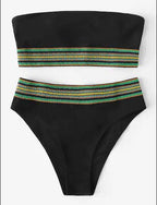 Strapless Bandeau Bikini with Striped Band