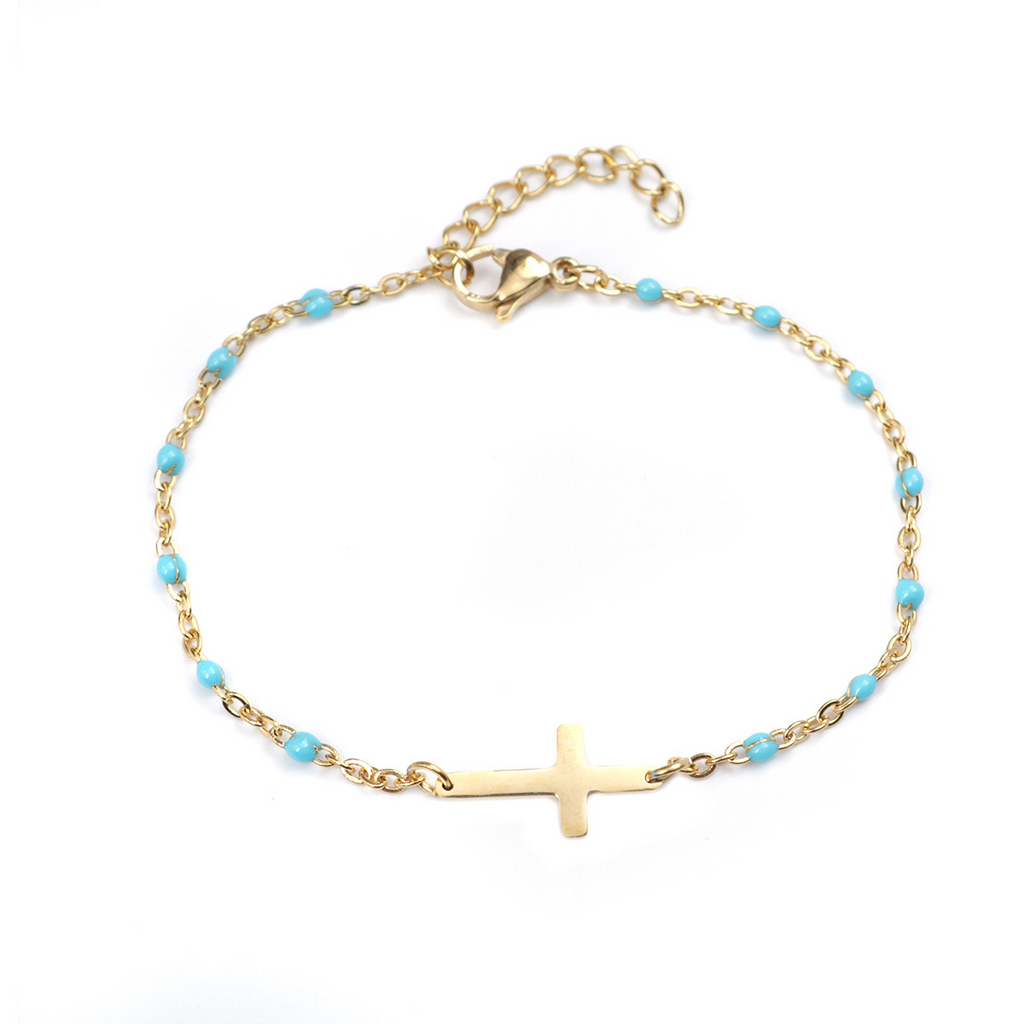 Dainty Cross Beaded Bracelet