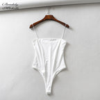 Summer Slim Fit Spaghetti Strap Backless Bodysuit