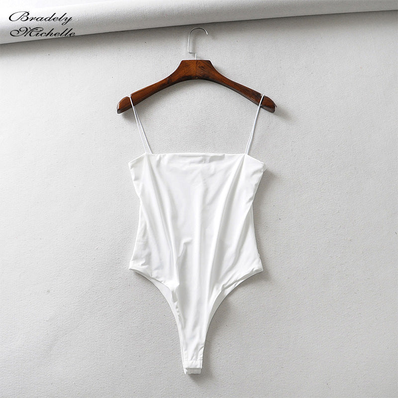 Summer Slim Fit Spaghetti Strap Backless Bodysuit
