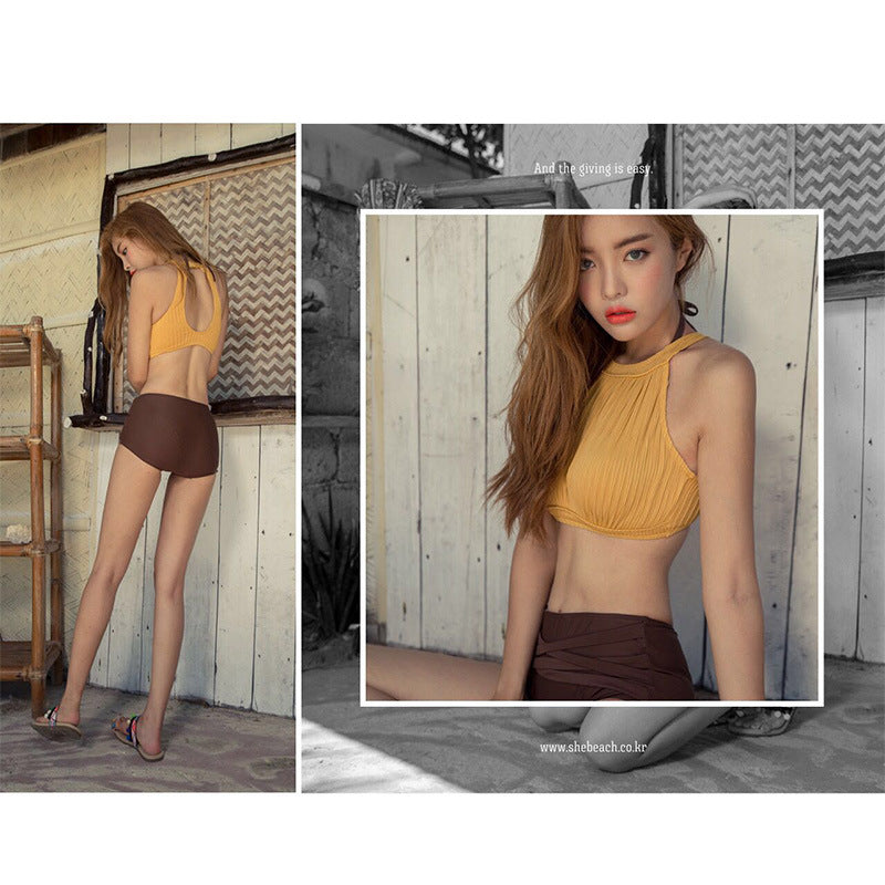 Korean High-Waist High-Neck Bikini