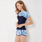 Two-Piece Short Sleeve Rash Guard Swim Set